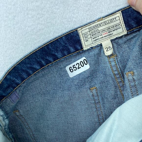 CURRENT ELLIOT Skirt 25 Slit Midi Faded Ombre Raw Hem HighWaist Denim Blue USA - Picture 10 of 10